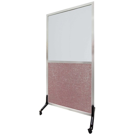 Aarco Freestanding Half Glass/Half Fabric Dividers 72"x48" Rose Quartz HGH7248003